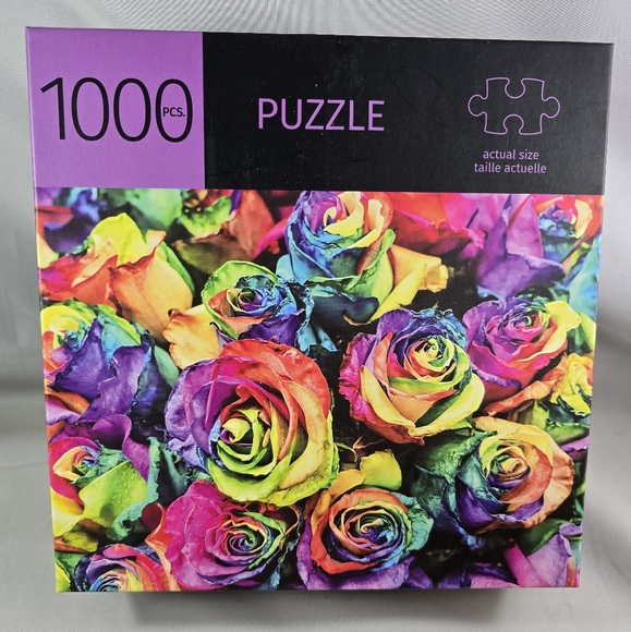 Rainbow Painted Roses 1000 Piece Jigsaw Puzzle Gift Craft Flowers New - Picture 1 of 11